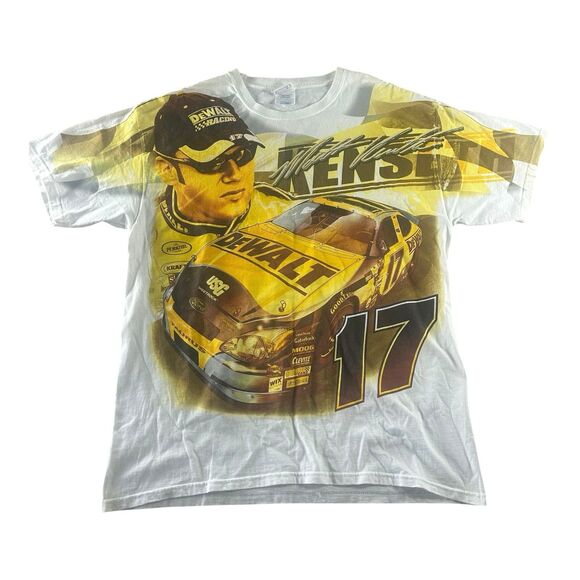 Vtg Matt Kenseth NASCAR AOP Graphic Shirt Mens Large Double Sided DeWalt Y2K - Picture 1 of 16